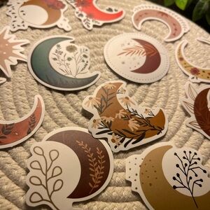 12 Premium Vinyl Waterproof Stickers -BOHO MOONS